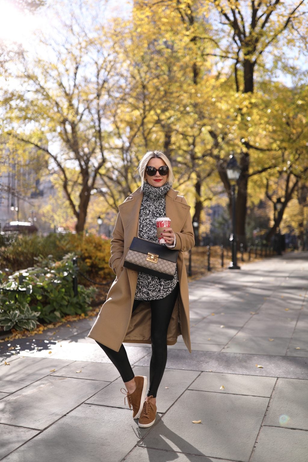 tunic-sweater-sneakers-camel-nordstrom-nyc-street-style