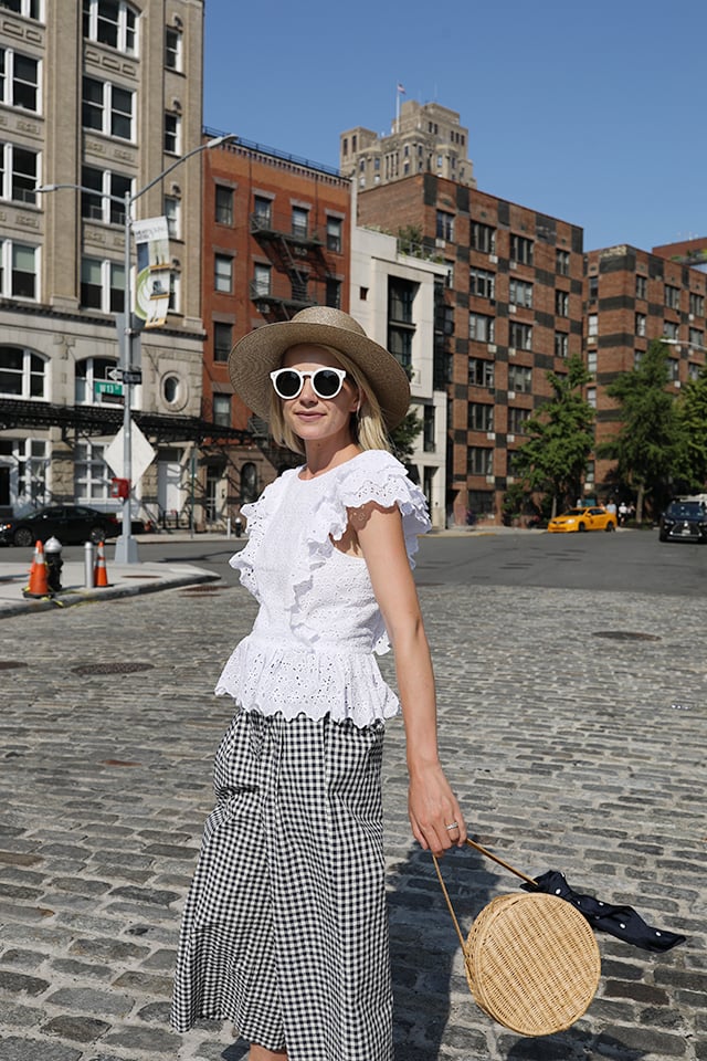 Atlantic Pacific // Gingham Pants and Eyelet Top, Summer Outfit
