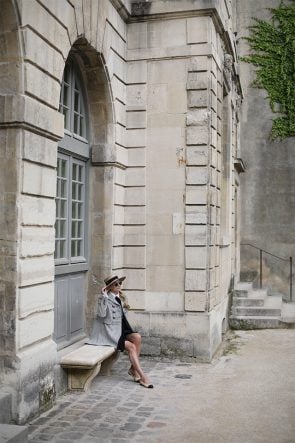 Atlantic Pacific Blog // Blair Eadie Alexander McQueen coat, bow blouse and Chanel flats in Paris