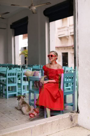 Atlantic-pacific spring red dress