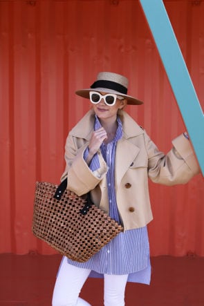 Atlantic Pacific // White denim outfit ideas, how to wear white jeans for spring