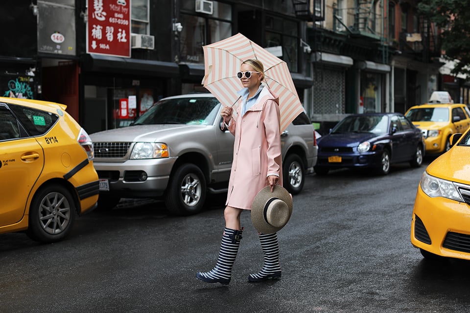 pink rain outfit ideas