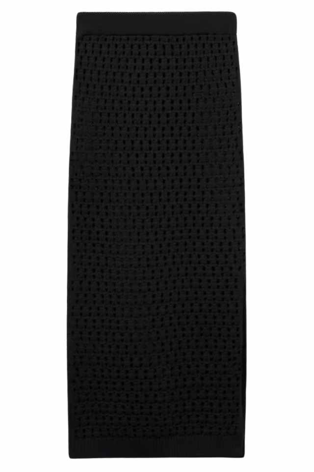 black crochet knit skirt