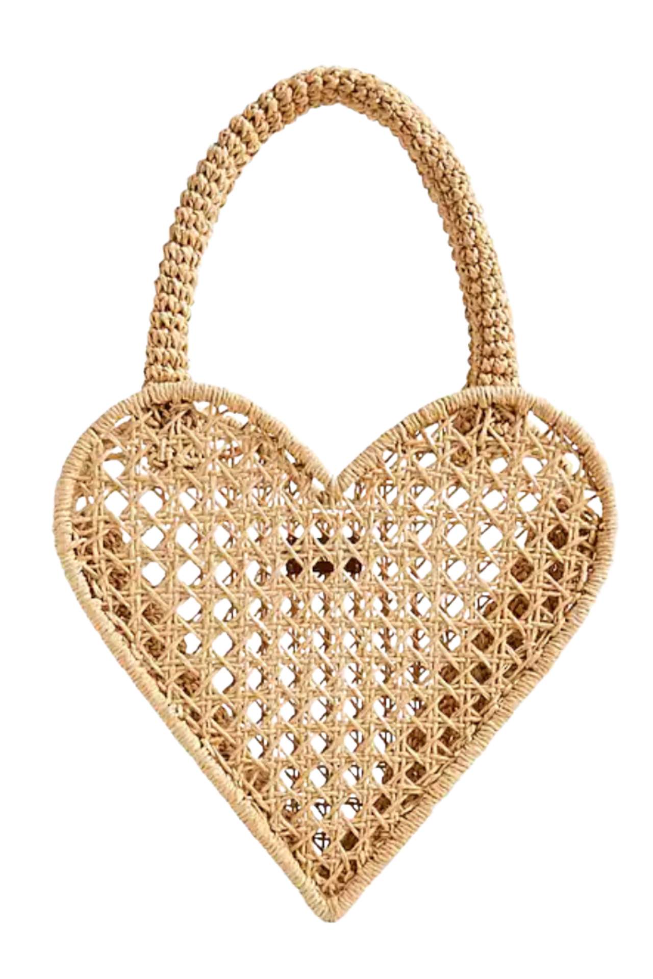 heart shaped bag, straw heart bag, straw spring bag