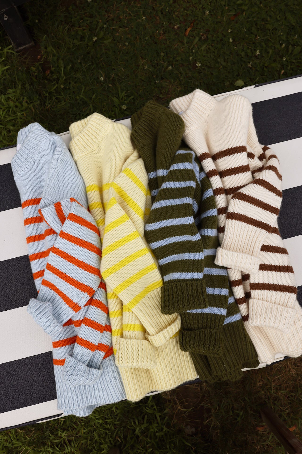 la ligne marin sweater, stripe cashmere knit, summer stripe styling ideas