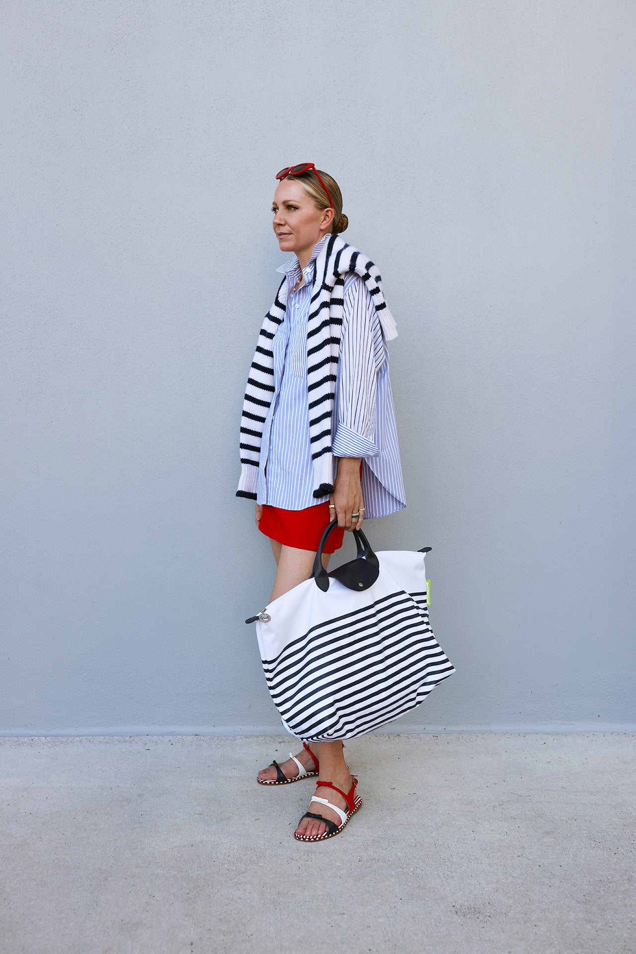 red white and blue outfit, fourth of july look, madewell button down