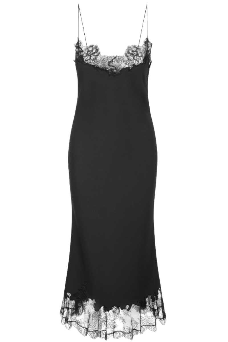 lace trimmed midi dress