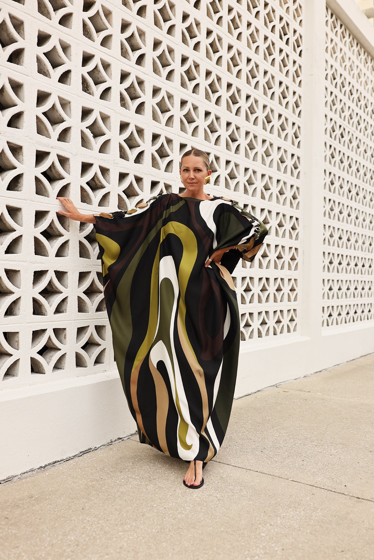 pucci caftan dress, summer sandals