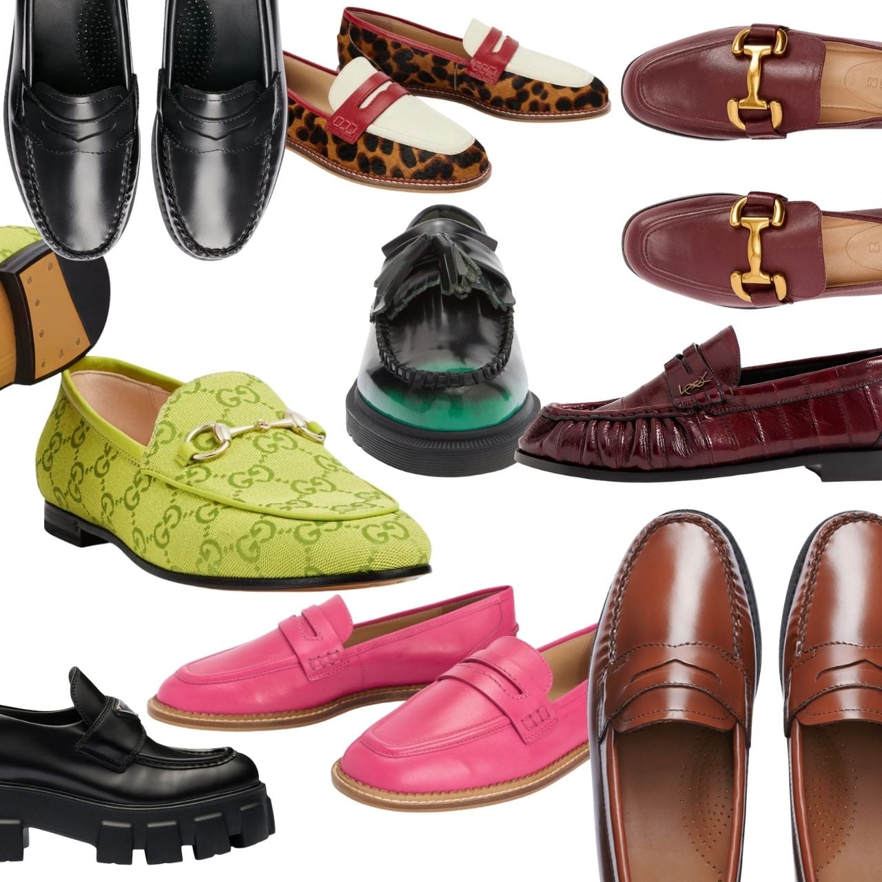 best loafers for fall, loafers 2025, gucci chartreuse loafer, classic loafer, prada loafer, 