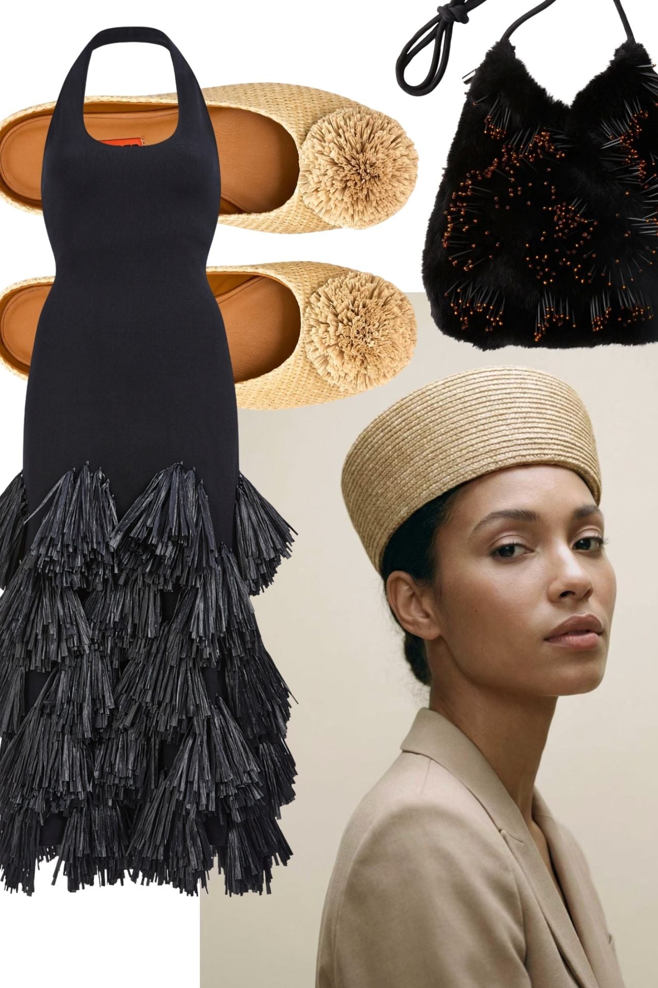 resort look 2026, raffia dress, how to style raffia, raffia hat look 