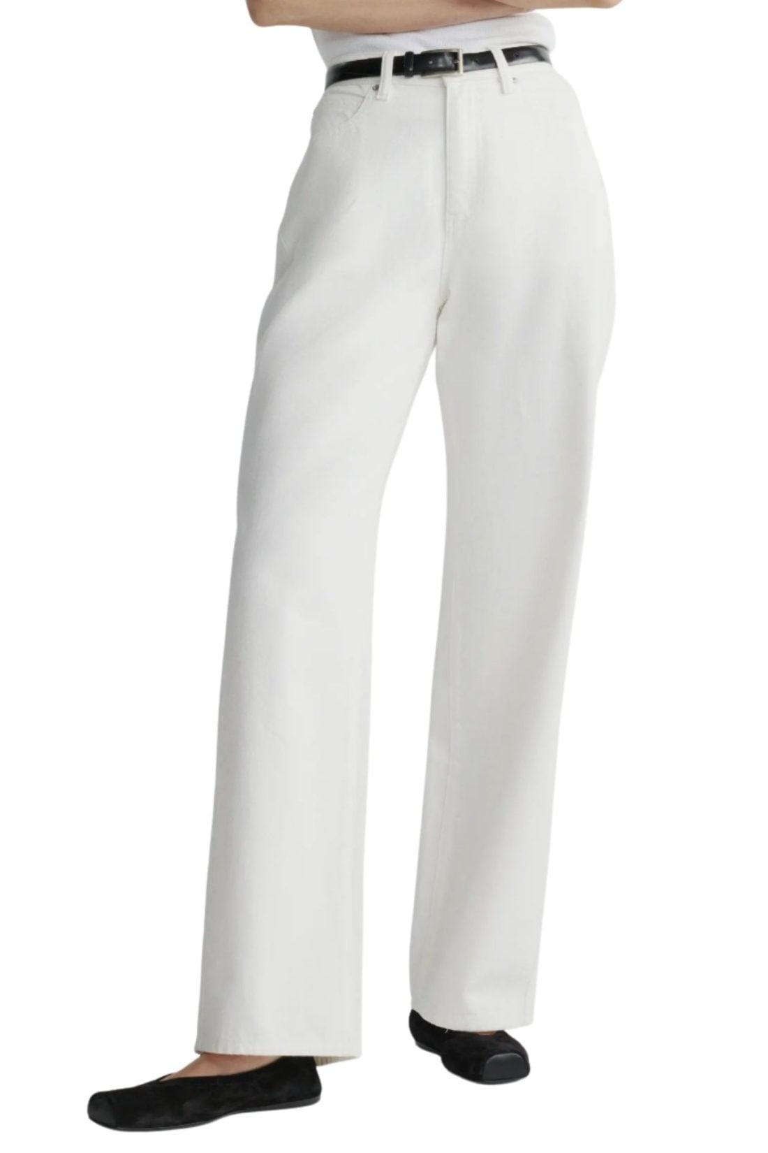barrel leg white denim, relaxed white denim